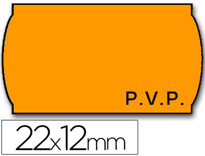 ETIQUETAS METO ONDULADAS 22X12 MM PVP NARANJA FLUOR ADH.2 ROLLO 1500 ETIQUETAS