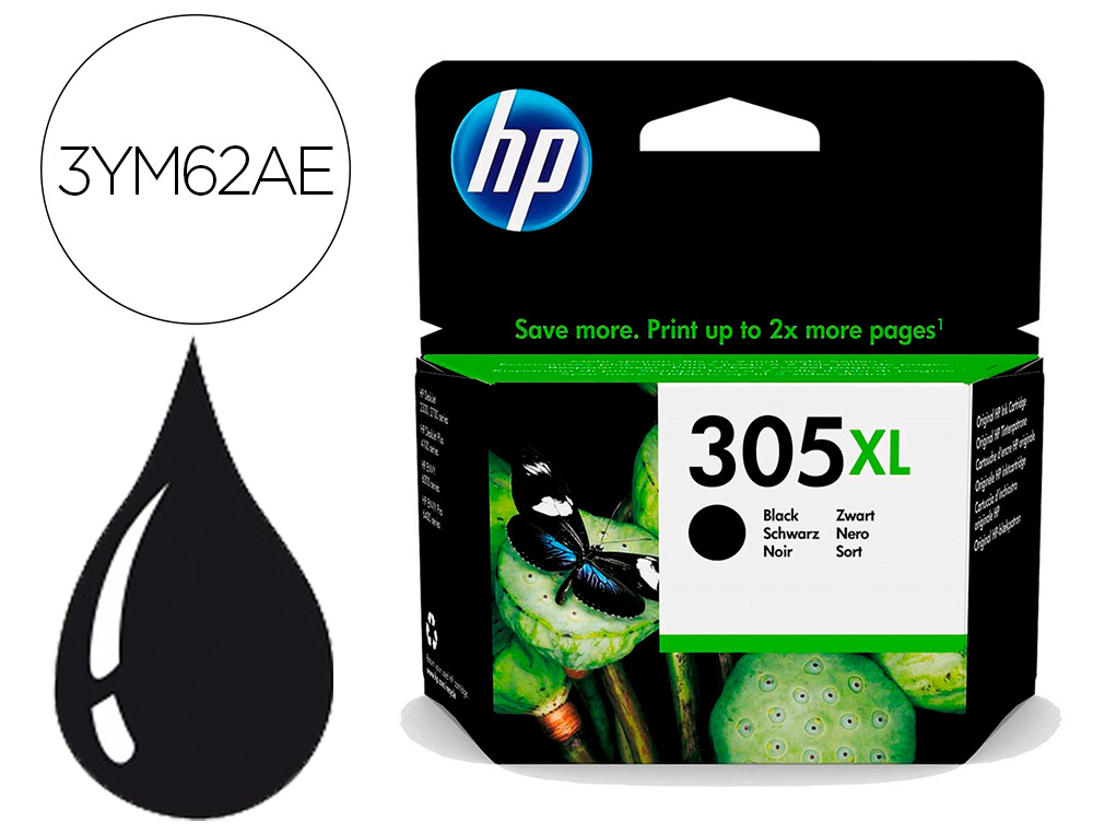 INK-JET HP 305XL DESKJET 1210 / 1212 / 1255 / 2732 / 2752 / 4155 / 4158 ENVY 6020 / 6052 /6055 / 6420 NEGRO 240