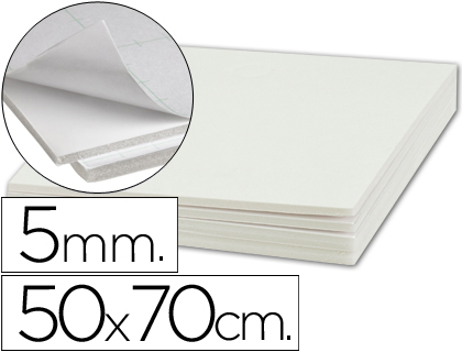 CARTON PLUMA LIDERPAPEL BLANCO ADHESIVO 1 CARA 50X70 CM ESPESOR 5 MM