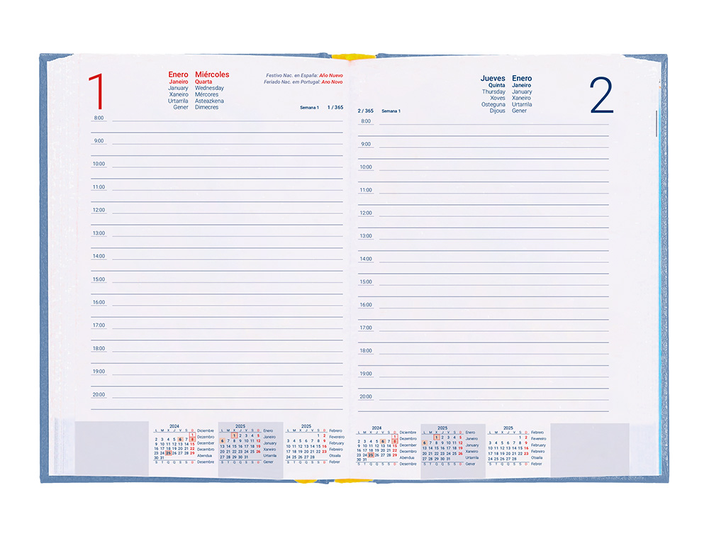 AGENDA ENCUADERNADA LIDERPAPEL CORFU A5 2025 DIA PAGINA COLOR AZUL CLARO PAPEL 60 GR